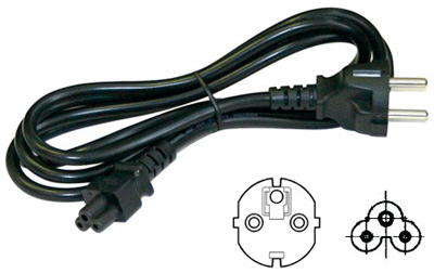 Circuit Test 3 Conductor Power Cord European Schuko Plug CEE7/7 to IEC320-C5 Socket